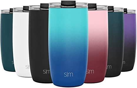 Simple Modern 16oz Voyager Travel Mug Tumbler w/Clear Flip Lid & Straw - Coffee Cup Vacuum Insulated Flask 18/8 Stainless Steel Hydro Water Bottle Ombre: Pacific Dream