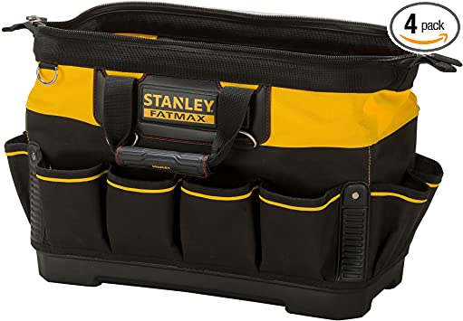 STANLEY FATMAX Technician Tool Bag, Heavy Duty 600 Denier and Leather, Multifunctional Tool Storage Organiser, 18 Inch, 1-93-950