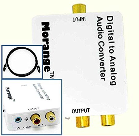 Morange DAC02 Digital to Analog Audio Converter With 3.5mm Jack Support Headphone and 6ft Optical Toslink Cable - 192kHz/24bit Optical and Coaxial DAC