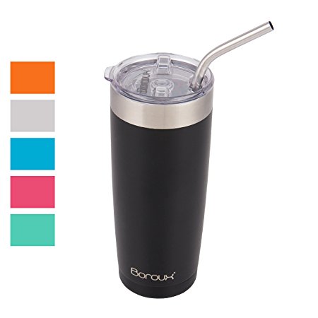 Boroux Climate Series 20oz Insulated Stainless Steel Tumbler Cups with Extra Wide Stainless steel Straw - Slate