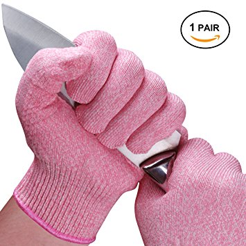 EVRIDWEAR Cut Resistant Gloves, Food Grade Level 5 Safety Protection Kitchen Cuts Gloves For cutting, Chopping, Fish Fillet, Mandolin Slicing and Yard-Work (Small, Pink)