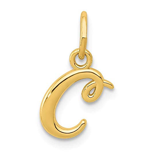 JewelrySuperMart Collection 14k Yellow Gold Cursive Script Lower-case Initial Pendant