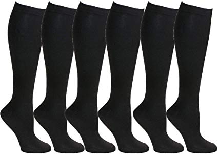 Compression Socks for Women & Men -for Medical, Nursing, Hiking, Recovery, Travel & Flight by PACKO SOCKS (6 Black, S/M)