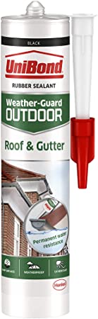 UniBond Roof & Gutter Sealant, Long-Lasting Butyl Sealant for Roofing Applications, Waterproof Sealant for Outdoor Use, Flexible & Durable Roof Sealant, 1x504g Cartridge