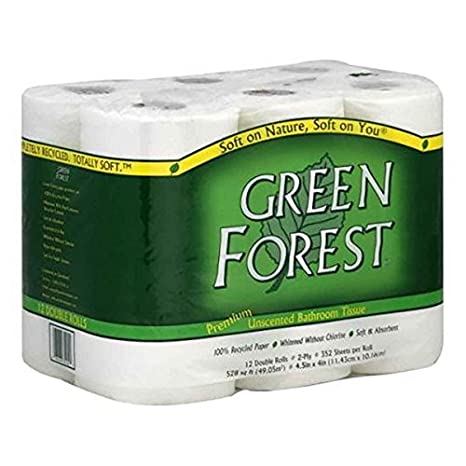 Green Forest 2 Ply White Bathroom Tissue -- 4 per case.