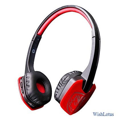 Sades D201 Wireless Bluetooth 4.1 Stereo Headphone Headset with Microphone On-Ear, WishLotus® Joint Improved Version for PC Laptop iPad iPhone Samsung HTC Sony LG and Other Smart Phones(Black Red)