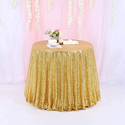 72" Round Sparkly Gold Sequin Table Cloth Sequin Table Cloth,Cake Sequin Tablecloths, Sequin Linens for Wedding