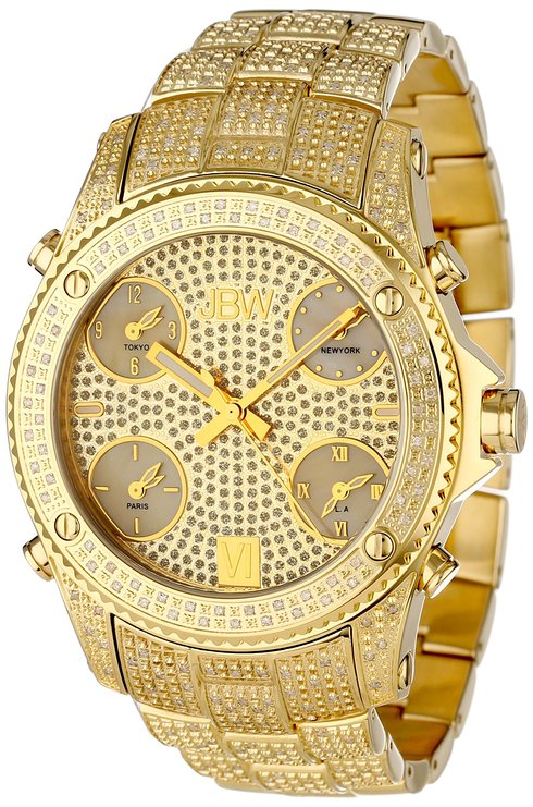 Men's JB-6213-A "Jet Setter" Gold Five Time Zone Diamond Watch