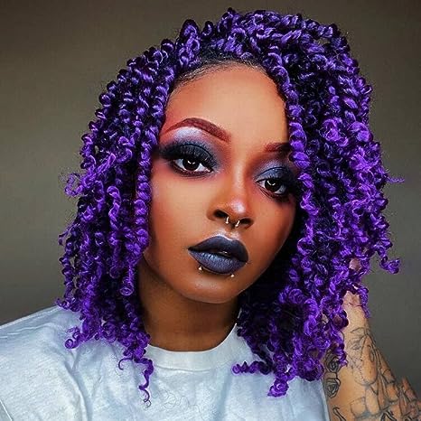 TOYOTRESS Tiana Passion Twist Hair - 10 inch 8 Pcs Pre-twisted Crochet Braids Ombre Purple, Synthetic Braiding Hair Extension ( 10 Inch, T-Purple)