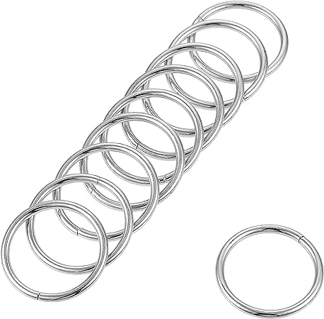 uxcell 0.59"(15mm) Metal O Rings 1.6mm Thick Non-Welded Ring for Straps Bags Decoration Hardware DIY Silver Tone 20pcs