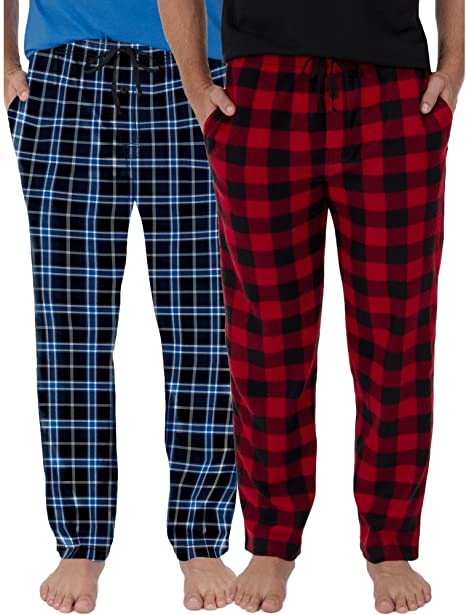 Fruit of the Loom Comfortable Micro Fleece Pajama Pants for Men [Pack of 2] 100% Polyester Micro Fleece Sleep Pants Set