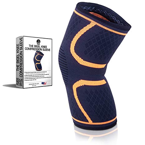 Compression Knee Sleeve Support Brace for Athletics, Sport, Workout, Powerlifting, Squats, Running, Jogging, Walking, Hiking, Joint Pain and Arthritis Relief Recovery | Wear Anywhere | Single Wrap