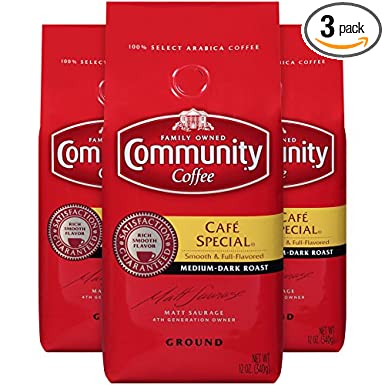 Community Coffee Café Special Medium Dark Roast Premium Ground 12 Oz Bag (3 Pack), Full Body Rich Flavorful Taste, 100% Select Arabica Coffee Beans