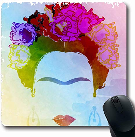 Ahawoso Mousepads for Computers Makeup Watercolor Abstract February 26 Graphic Representation Attractive Frida Adult Artistic Design Oblong Shape 7.9 x 9.5 Inches Non-Slip Oblong Gaming Mouse Pad