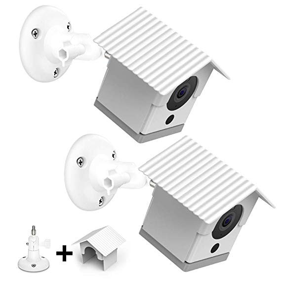 Koroao Enhanced Edition Wall Mount   Weatherproof Housing Indoor/Outdoor Security Bracket for Wyze Cam 1080p HD Camera - More Stable and Flexible (2-Pack, White)