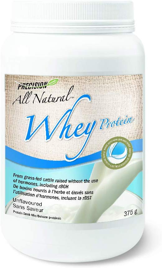 Precision All Natural Whey Protein Powder - Unflavored, 375 g | Hormone-free and gluten-fee