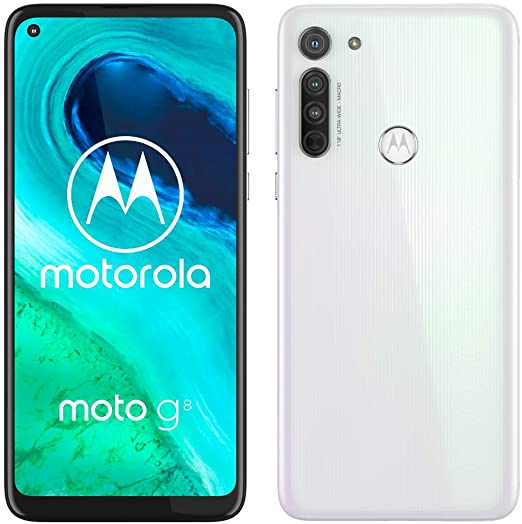 Motorola Moto G8 (6,4" HD  zero-notch display, Qualcomm Snapdragon SD665, 16MP main camera, 2MP macro camera, 4000 mAH battery, Dual SIM, 4/64GB, Android 10, Pearl White