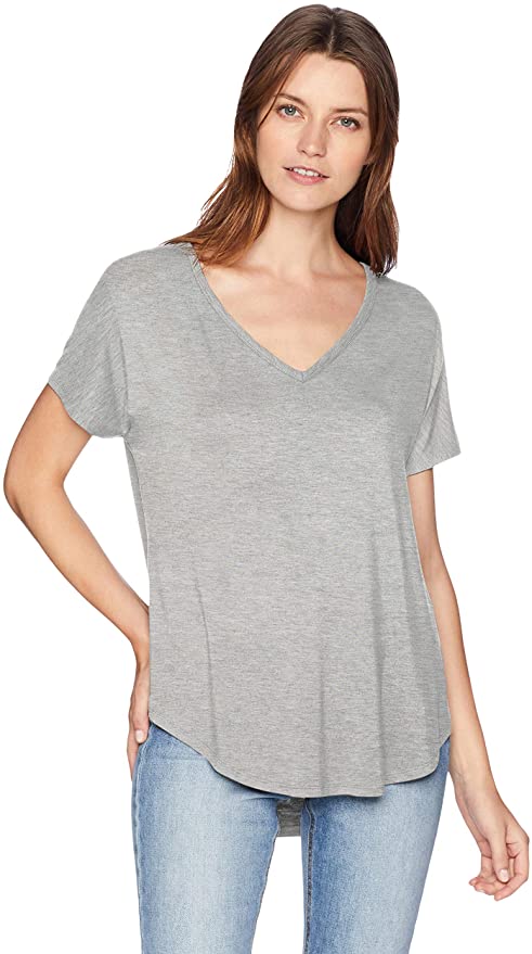 Amazon Brand - Daily Ritual Women's Jersey Short-Sleeve V-Neck Longline T-Shirt