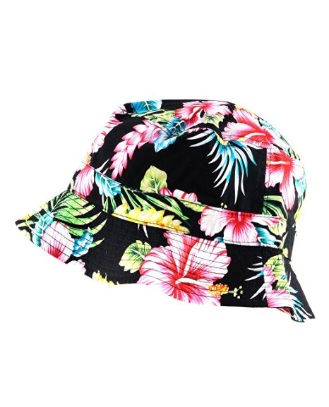 NYfashion101 Fashionable Unisex Satin Lined Printed Pattern Cotton Bucket Hat