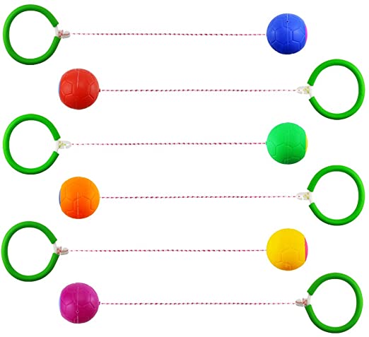 Neworkg GSports Skip Ball Set: Six Jumping Toy Assorted Colors Swing Balls - Great Kids Fitness Game for Boys and Girls Swing Set,Skip Ball Ankle,Swing Balls,Skip Ball