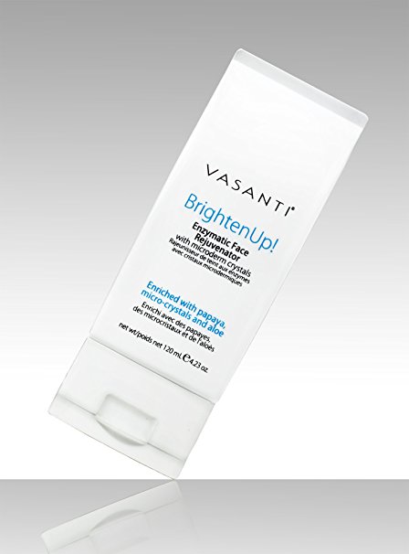 Vasanti Cosmetics Brighten Up! Enzymatic Face Rejuvenator with Microderm Exfoliating Crystals - Treats Dull, Uneven Skintone