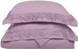 LUXOR TREASURES Super Soft Light Weight 100 Brushed Microfiber FullQueen Wrinkle Resistant Purple Duvet Set with Regal Lace Pillowshams in Gift Box