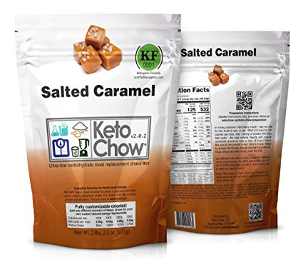 Keto Chow Ultra Low Carb Meal Replacement Shake, complete nutrition for Ketogenic Diet (Salted Caramel)