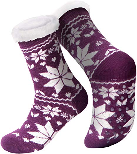 Missshorthair Womens Soft Socks Fuzzy Warm Winter Slipper Socks for Women Christmas