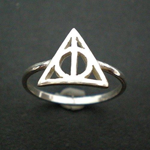 925 Sterling Silver Harry Potter Deathly Hallows Triangle Ring - Geek Ring -Sizable from US 4 - 16