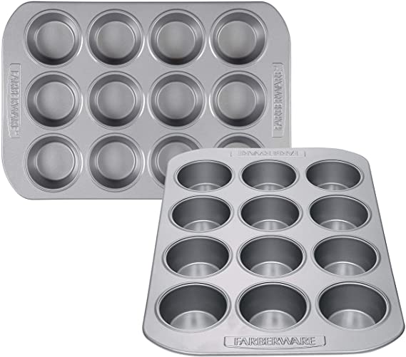 Farberware 47742 2-Piece Set Steel Muffin Pan, Gray