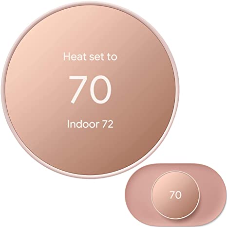 Google Nest Thermostat - Smart Thermostat for Home - Programmable WiFi Thermostat - Sand - GA02082-US Bundle with Matching Google Nest Thermostat Trim Kit Wall Mount Plate GA02085-US