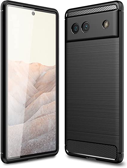 Cruzerlite for Google Pixel 6a Case Carbon Fiber Texture Design Cover Anti-Scratch Shock Absorption Case for Google Pixel 6a Case (2022) (Black)