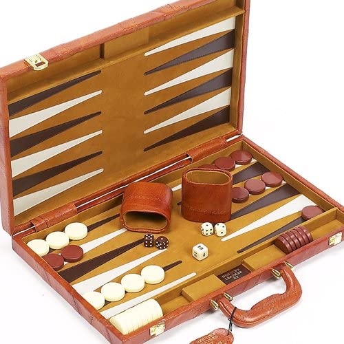 Madison Avenue Genuine Leather Backgammon Set