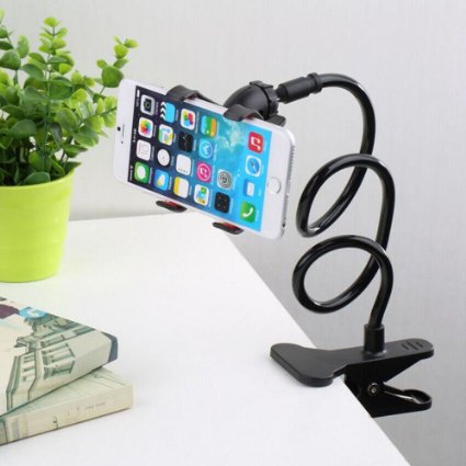 ActionFly Cell Phone Holder Universal Cell Phone Clip Holder Lazy Bracket Flexible Long Arms for iPhone GPS Devices Fit On Desktop Bed Mobile Stand for Bedroom Office Bathroom Kitchen