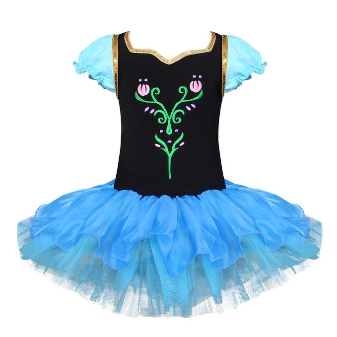 iEFiEL Girls Frozen Ballet Dance Tutu Dress Flourish Flower Embroidery