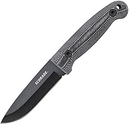 Schrade SCHF56LM Large Frontier 9.2in Steel Full Tang Fixed Blade Knife with 4.4in Drop Point Blade and Micarta Handle for Outdoor Survival, Camping and EDC