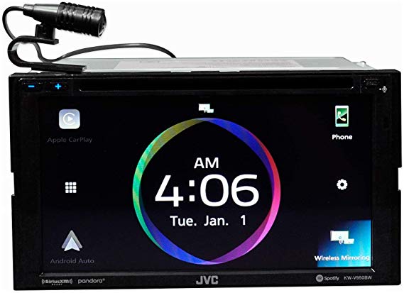 JVC KW-V950BW Compatible with Apple CarPlay, Wireless Android Auto 2-DIN CD/DVD AV Receiver, High-Resolution Audio