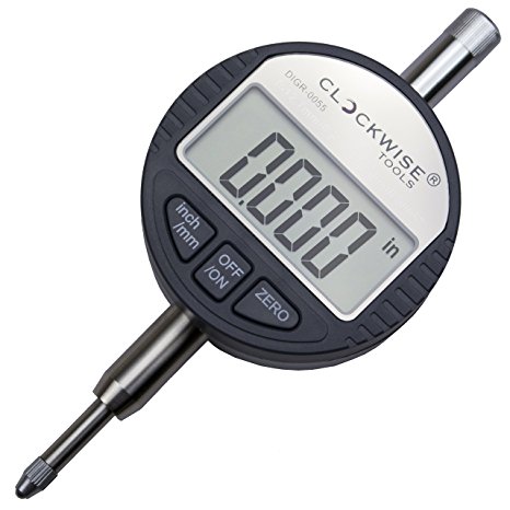 Clockwise Tools DIGR-0055 Electronic Digital Indicator Gage Gauge Inch/Metric Conversion 0-0.5 Inch/12.7 mm with Back Lug Auto Off Featured Measuring Tool