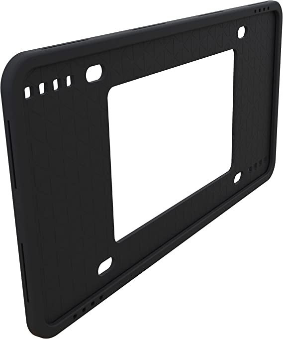 Qenker Silicone License Plate Frame - Universal U.S. License Plate Cover Holder - Rust-Proof. Rattle-Proof. Weather-Proof. - Black