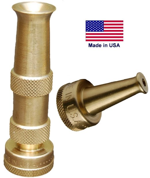 Nysist Adjustable Brass Hose Nozzle with High Pressure Sweeper Nozzle  Made in USA