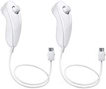 Wii Nunchuck Controller White [2 Pack] (Renewed)