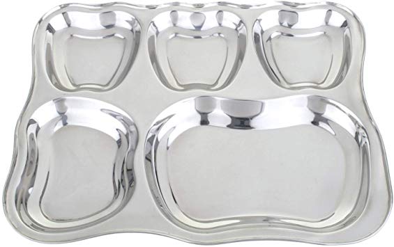 Stainless Steel Divided Serving Plates, Set of 2 - Musk, Highest Quality Reusable Indian Food Plates, Meal Partition Tray for Hiking, Camping, Picnic, School, Cafeteria and Home