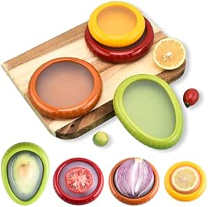 4Pack Silicone Fruit Storage Box, Silicone Fruit Storage Containers, Avocado Saver for Fridge, Reusable Fruit Vegetable Containers for Fridge Keep Fresh, for Onions, Lemons,Potatoes