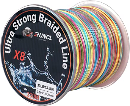 RUNCL Braided Fishing Line 8 Strands, Ultra Strong Braided Line - Smaller Diameter, Zero Memory, Zero Extension, Multiple Colors - 1093Yds/1000M 546Yds/500M 328Yds/300M 109Yds/100M, 12-100LB