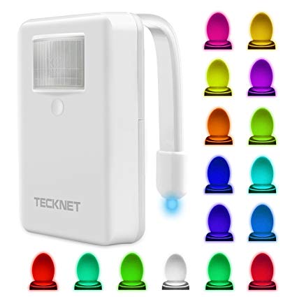 TeckNet Toilet Night Light LED Sensor Motion Activated Toilet Light Seat Lamp for Bathroom Washroom,16 Colors Changing Night Light Toilet Bowl Light, PIR Motion Sensor, Battery Operated