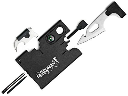 Guardman Upgraded 12 in 1 Tool Card with Fire Starter and Whistler Survival Credit Card Camping Knife Gifts for Dad