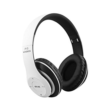 FX-Victoria Bluetooth Over-Ear On-Ear Headphones High Performance Sound Headphones with Microphone and Volume Control for Travel, Work, Sport, Supports FM Function / MicroSD / TF Card, Black and White