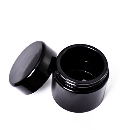 ultravioLeaf 100 ml (3.4 fl oz) Medium Capacity Travel Size Black Ultraviolet Glass Screw Top Jar | Airtight Smell Proof Stash Container