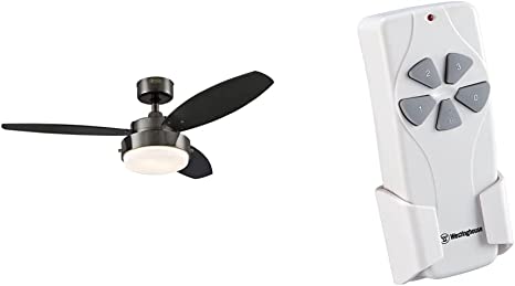 Westinghouse Lighting 7221514 Contemporary Alloy 42" Reversible 3 Blade Led Ceiling Fan in Gun Metal Finish & Westinghouse Lighting Canada 7787000 Ceiling Fan and Light Remote Control