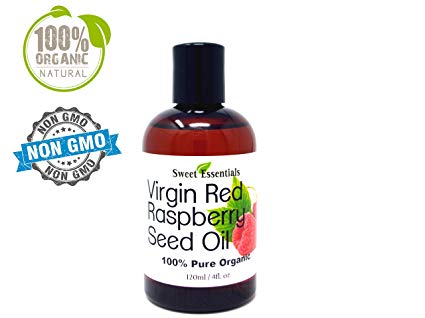 100% Organic Red Raspberry Seed Oil | Imported From Chile | Various Sizes | 100% Pure | Cold-Pressed | Natural Moisturizer for Skin, Hair and Face | By Sweet Essentials (4oz)